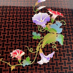 Beautiful Japanese Black Lacquerware Oriental Floral 10.5" Square Bar Tray